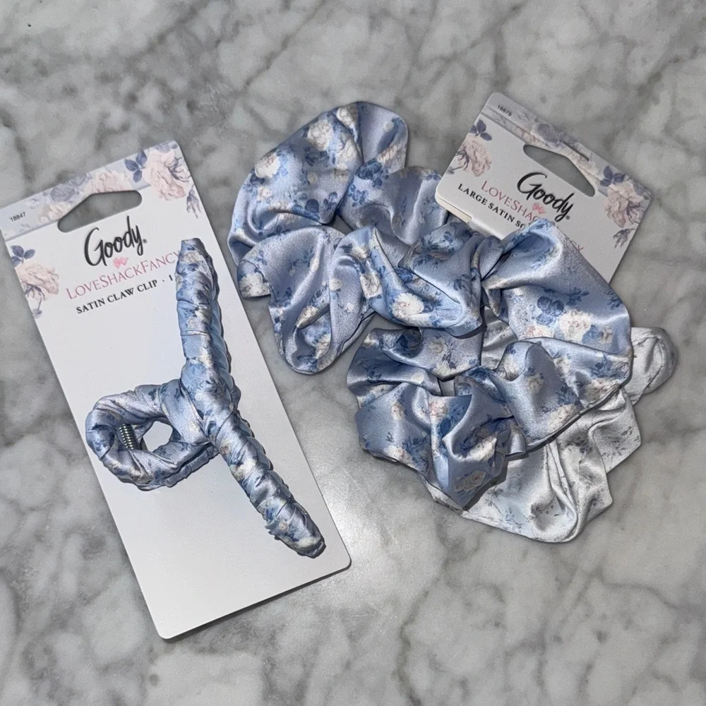 NWT LoveShackFancy x Goody Satin Claw Clip and Scrunchies  Bundle